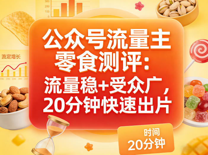 公众号流量主之零食测评赛道，流量稳+受众广，20分钟一条作品-亮剑学堂