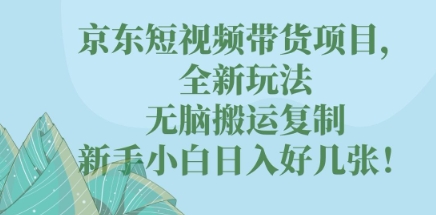 京东短视频带货项目，全新玩法，无脑搬运复制，新手小白日入好几张!-亮剑学堂